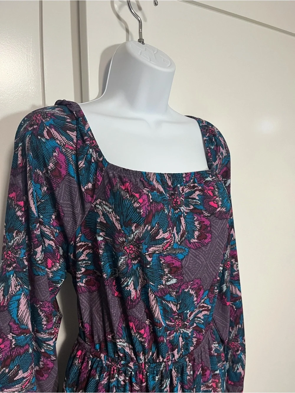 Gorgeous Lane Bryant Floral Square NeckLong Sleeve Dress Plus Size 18/20 Boho